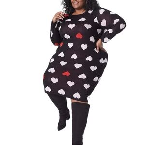 Heart Pattern Black Sweater Dress 14/16